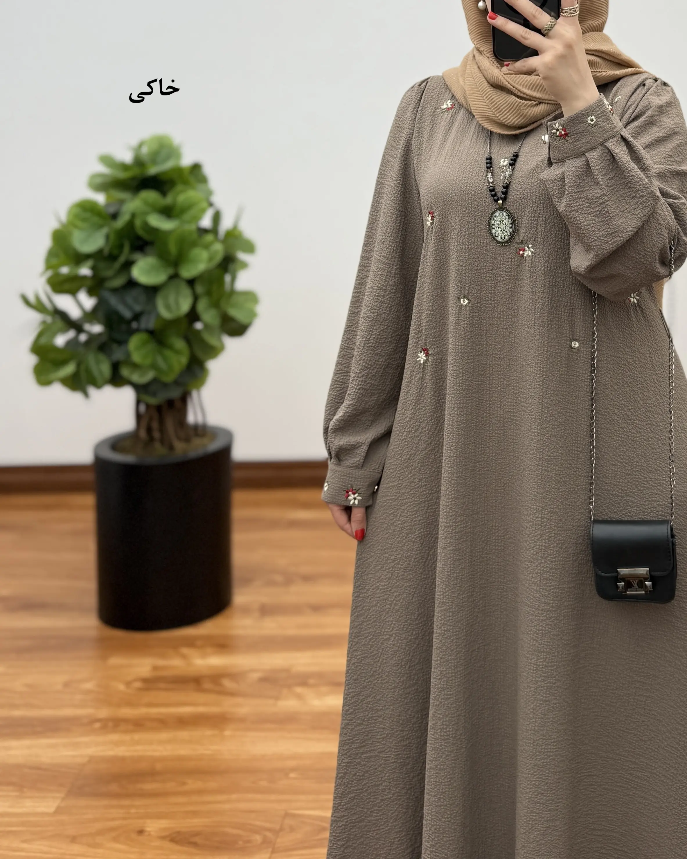 پیراهن مانتویی بلند پفکی مدل راحیل